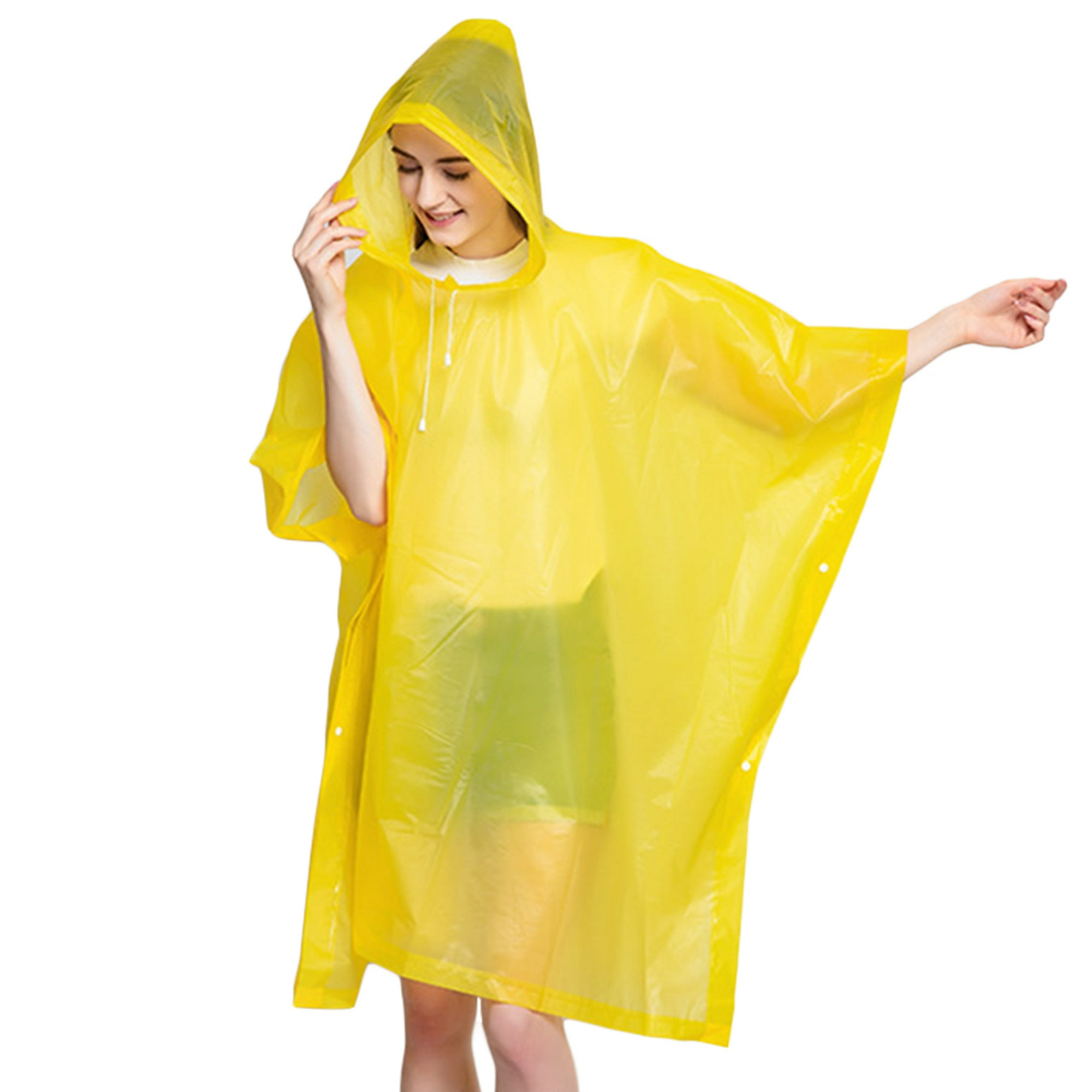 Chubasquero largo amarillo para hombre y mujer, poncho impermeable para  exteriores, senderismo, poncho impermeable para adultos a prueba de viento