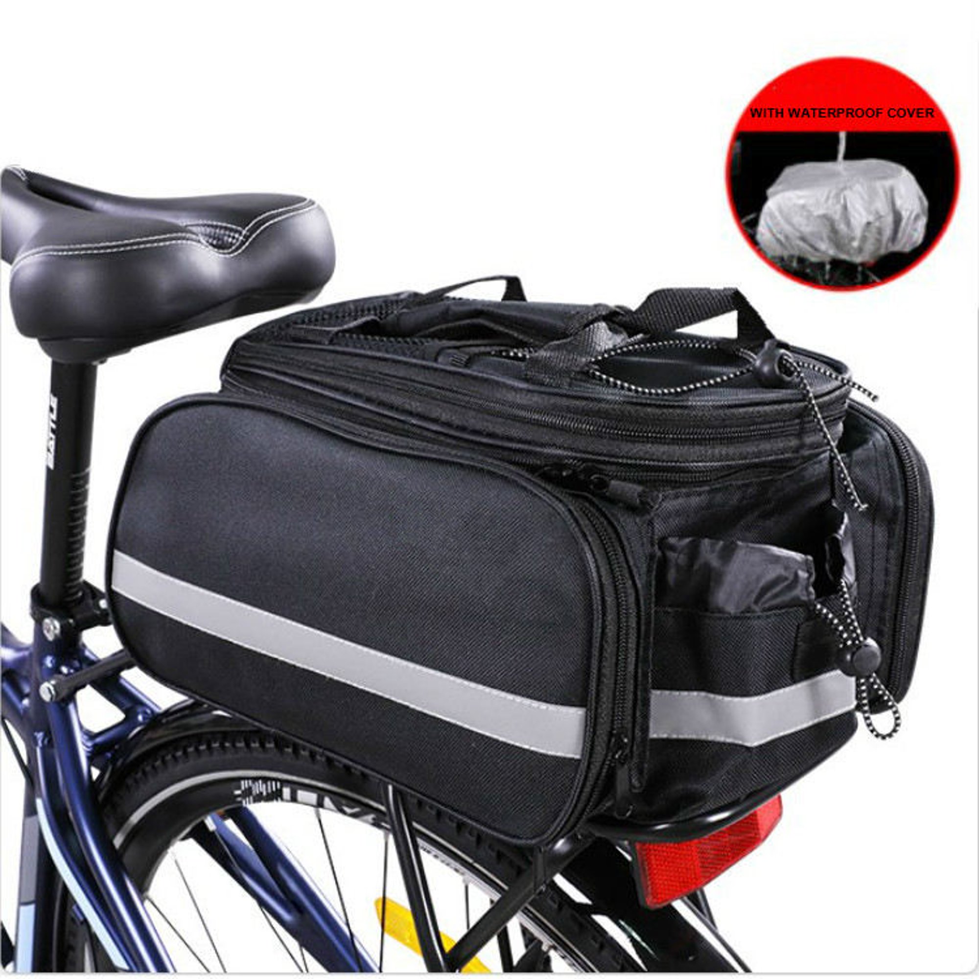 Bolsa De Sillín De Bicicleta Portátil Con Bolsillos Para Sostener Botellas  De Agua, Bolsa De Almacenamiento Impermeable Para Asiento De Bicicleta Para