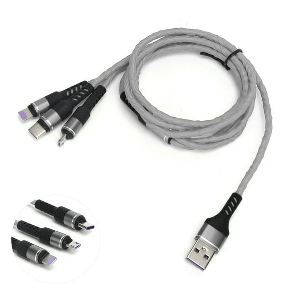 Cable USB de 15 cm, cable portátil de cargador múltiple rápido Cable de  carga múltiple 3