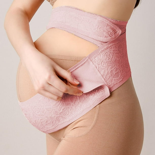 Ropa interior de cintura alta para mujer embarazada, elasticidad ajustable,  ropa de maternidad para mujer (beige, L)