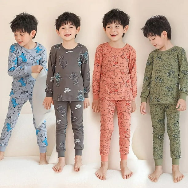 trudge Pijamas para niños Conjunto de Pijama Largo para niños Pijamas de  Dos Piezas de algodón de Manga Larga Ropa de Dormir de Invierno para niños  de 3 a 4 años Verde