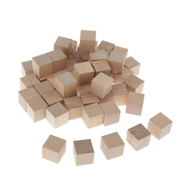 Paquete de 8 cubos de madera de 3 pulgadas, bloques de madera natural sin  terminar, bloques cuadrados de madera en blanco para manualidades y