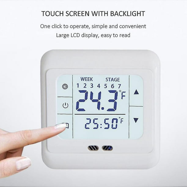 Termostato de calefacción eléctrica con pantalla táctil Lcd, termostato  inteligente 16a, controlador de temperatura para el hogar con ahorro de  energía