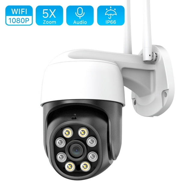 Cámara de seguridad WiFi inalámbrica para exteriores, 1080P Pan Tilt Zoom  Vigilancia CCTV C Abanopi Cámara IP