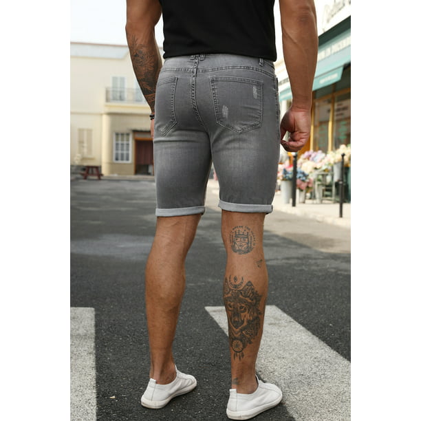 ABPHQTO Shorts de hombre ajustados grises con rotos ABPHQTO | en línea