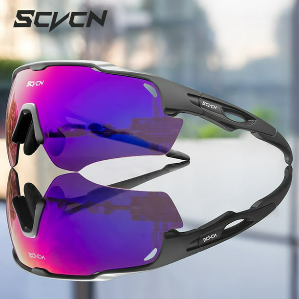 SCVCN-gafas fotocromáticas de ciclismo para hombre y mujer, lentes de sol  deportivas para correr y montar en bicicleta de montaña, color rojo y azul,  UV400 qiuyongming unisex