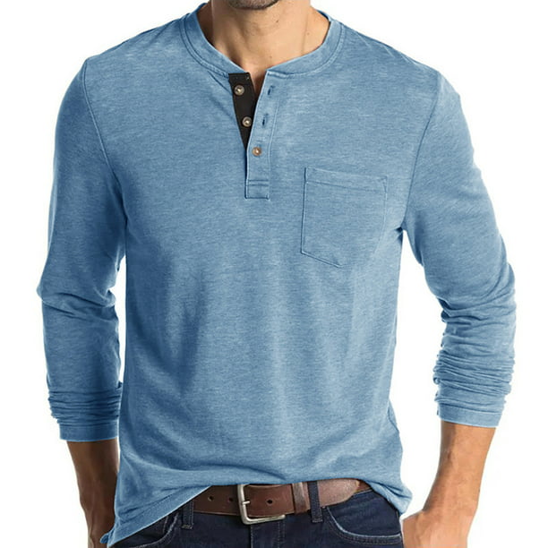 Camiseta de compresión de manga larga con cuello redondo para hombre,  básica, ajuste delgado, color liso, camiseta interior lisa