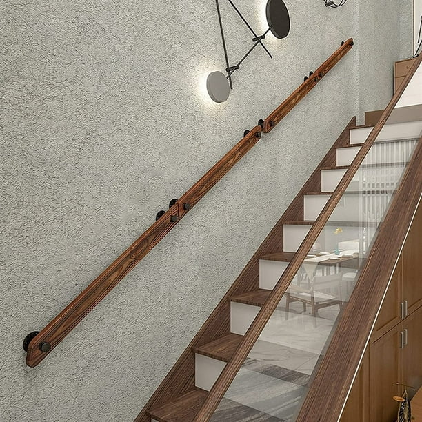 Pasamanos de escalera de 30 cm, pasamanos de madera para interiores  antideslizantes de seguridad, barandilla de cubierta para lofts de pasillo  de jardín montada en la pared, varilla JM