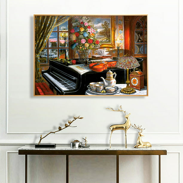 Cuadros Decorativos DIY pintura por número Kit Piano flores paisaje sin  marco para decoración del hogar Ndcxsfigh Nuevos Originales