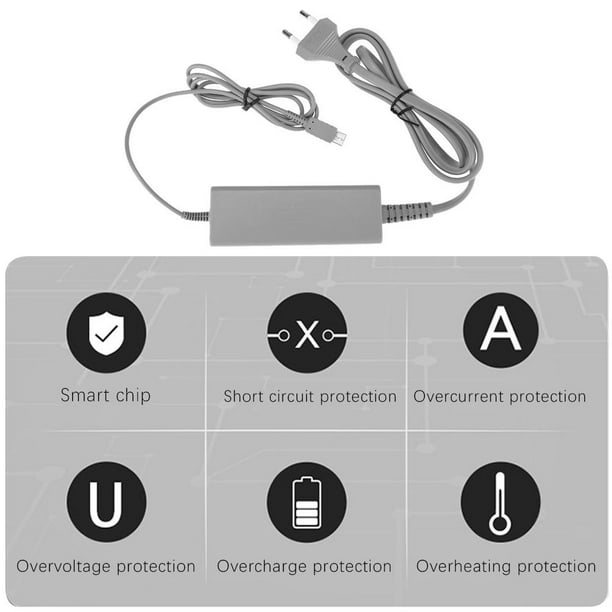 Cargador para consola Wii U, adaptador de CA, fuente de alimentación, cable  de carga, reemplazo del cable para consola Nintendo Wii U