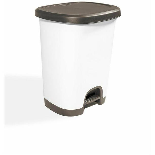 Cubo para basura triple con tapa y pedal de color blanco de 41,5 x
