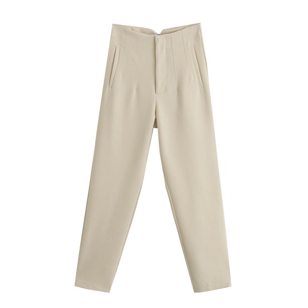 Pantalones TRAF para mujer, pantalones negros Beige de cintura