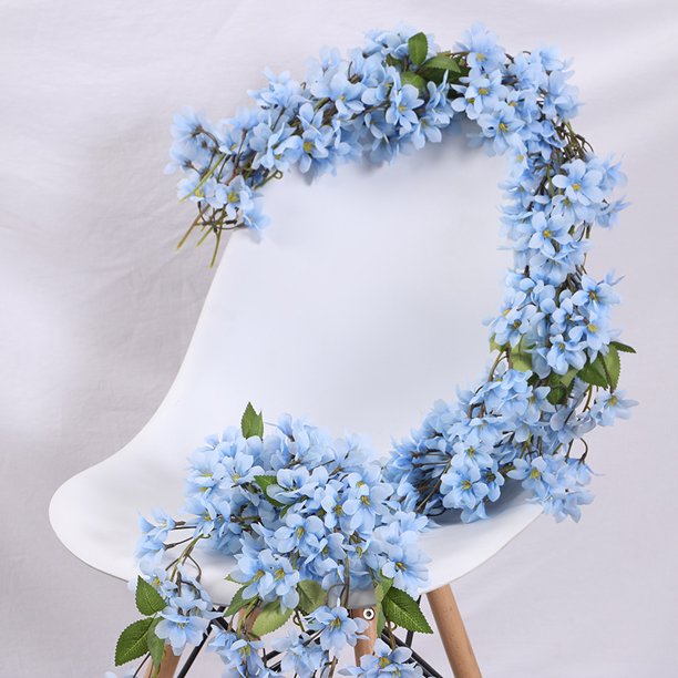 Árboles artificiales de flores de cerezo, decoración azul, flores falsas de  Sakura, paisaje de modelado Interior, decoración de fiesta de boda -  AliExpress