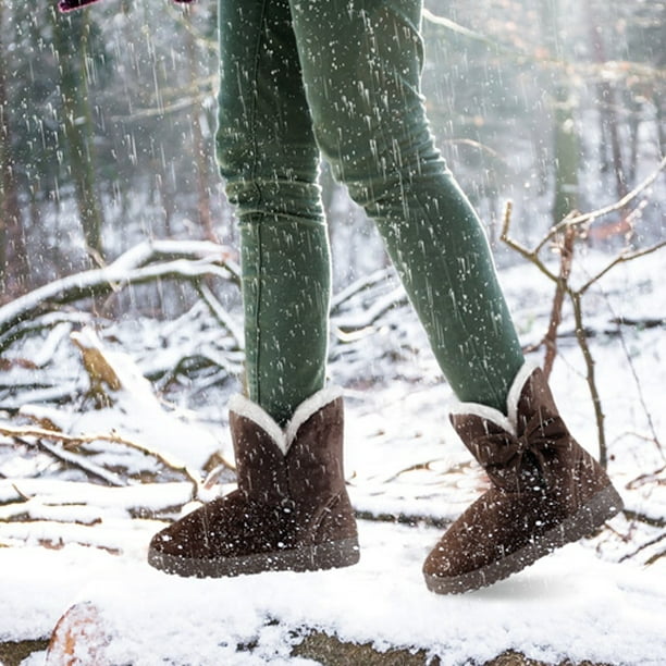 Botas de nieve para mujer Zapatos de invierno a media pantorrilla de tela  súper suave Zapatos de forro cálido de felpa gruesa con base de goma