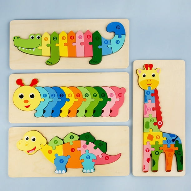 reunirse Asociar vino Gwong Juguete Dinosaurio de madera jirafa numero animal puzzle block niños  niños juguetes educativos Gwong 30006173 | Walmart en línea