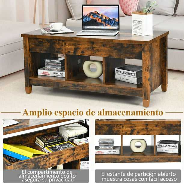 Mesa baja de madera maciza, mesa de centro con grabado vintage, para  dormitorio, sala de estar, mesa de comedor pequeña, 21.7 x 13.0 x 11.8 in  (color