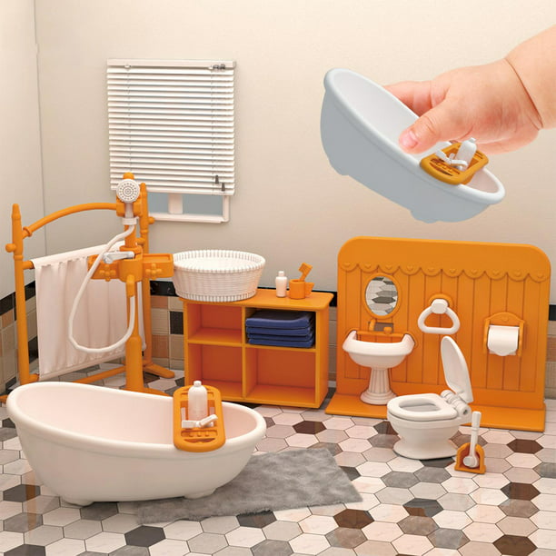 Mini bañera, accesorios para muebles de , juguetes de simulación,  accesorios de baño, regalos de Baoblaze Bañera de casa de muñecas