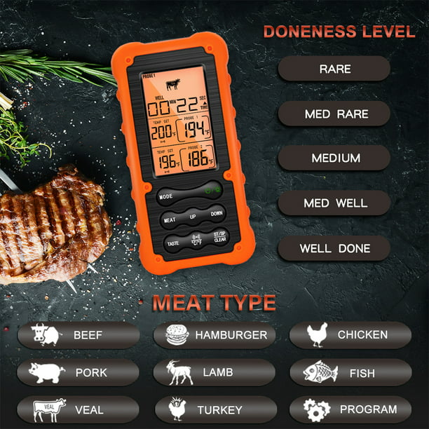 Termómetro digital para alimentos Sondas dobles Hornear barbacoa! Cocina de  carne para horno ahumador Termómetro para cocinar alimentos Herramientas  Soledad termómetro de cocina