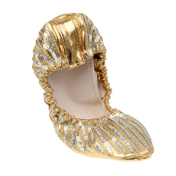 Zapatillas de ballet plegables y portátiles para mujer, plegables, suaves,  portátiles, de viaje, para fiestas de baile (dorado, 7.5)