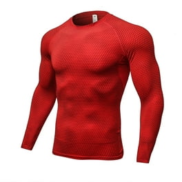 Camiseta térmica de compresión de manga larga para hombre, camiseta  deportiva para correr de invierno (color rojo, talla: XXL)