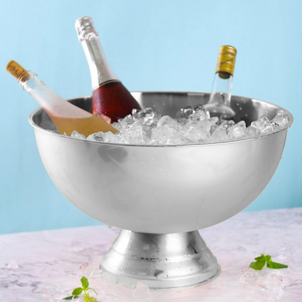 Cubo de hielo de cristal tallado grande/enfriador de vino o champán con  asas de desplazamiento, cubo de hielo doble para champán. Cubitera francesa  de cristal transparente -  México