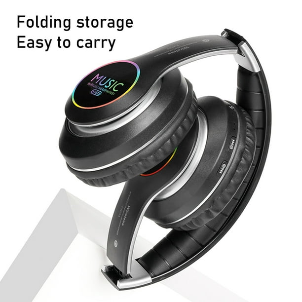 Auriculares Bluetooth sobre la oreja plegables inalámbricos y con cable  estéreo con micrófono, orejeras suaves, peso ligero para teléfono, TV, PC