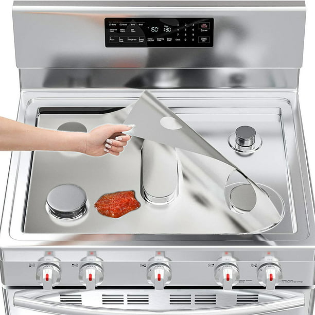 Protector de Estufa de Gas 16.3 X 24.4 Fácil de Limpiar para Quemadores  de Estufa Cocina Plata Soledad Cubierta protectora de estufa