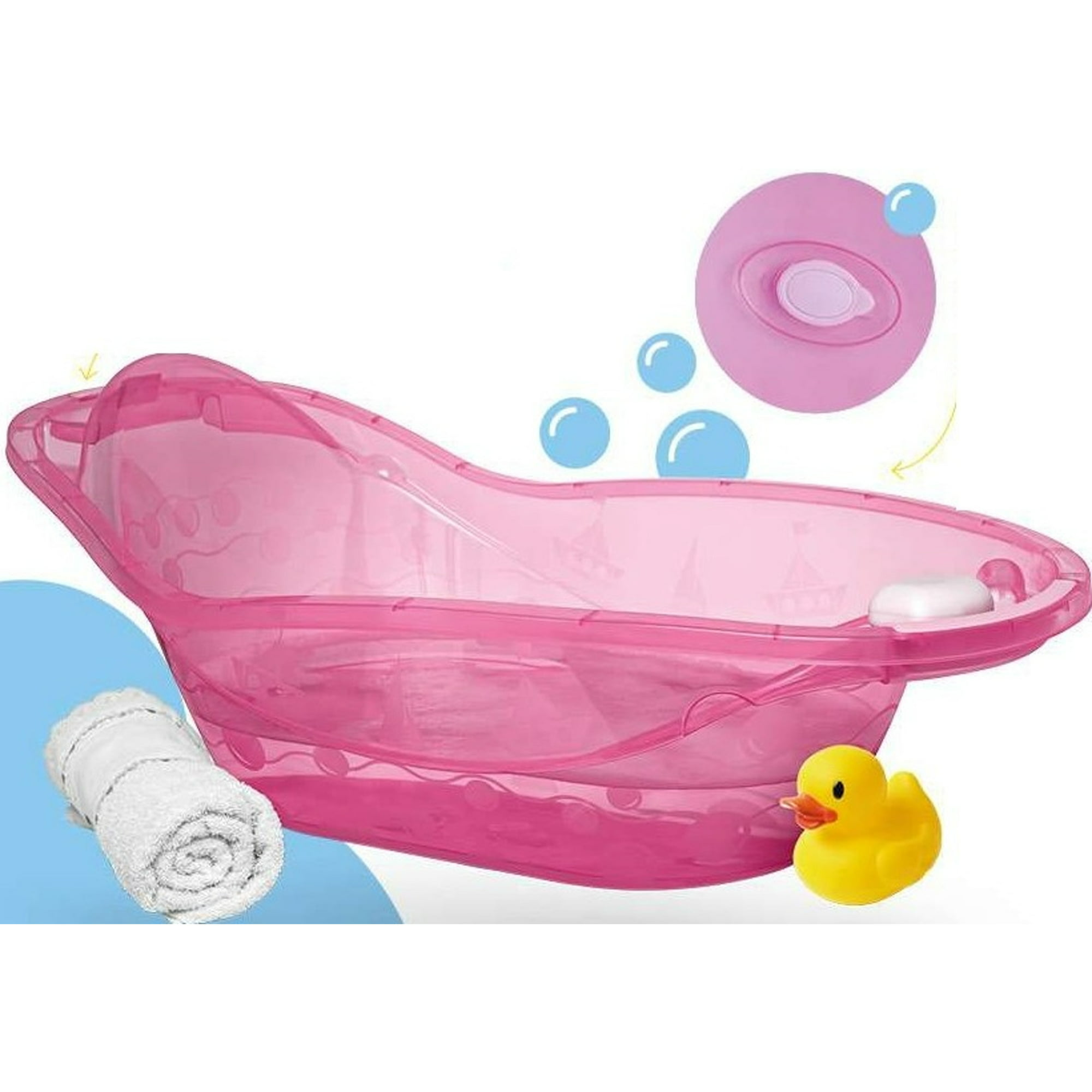 Bañera, Tina portátil para bebe de Plastico Rosa con tapón de salida de  agua en plástico libre de BPA Jaguar Plásticos Cuidado del Bebé