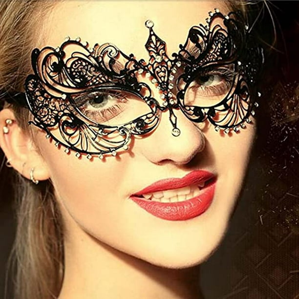 Máscara de mascarada de Metal con diamantes de imitación para
