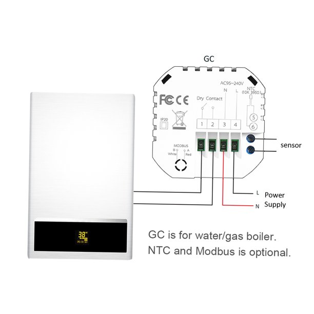 Termostato de caldera inteligente WIFI con aplicación Control de voz  Pantalla LCD colorida Termostato inteligente Termostato de habitación  programable digital Maboto Termostato