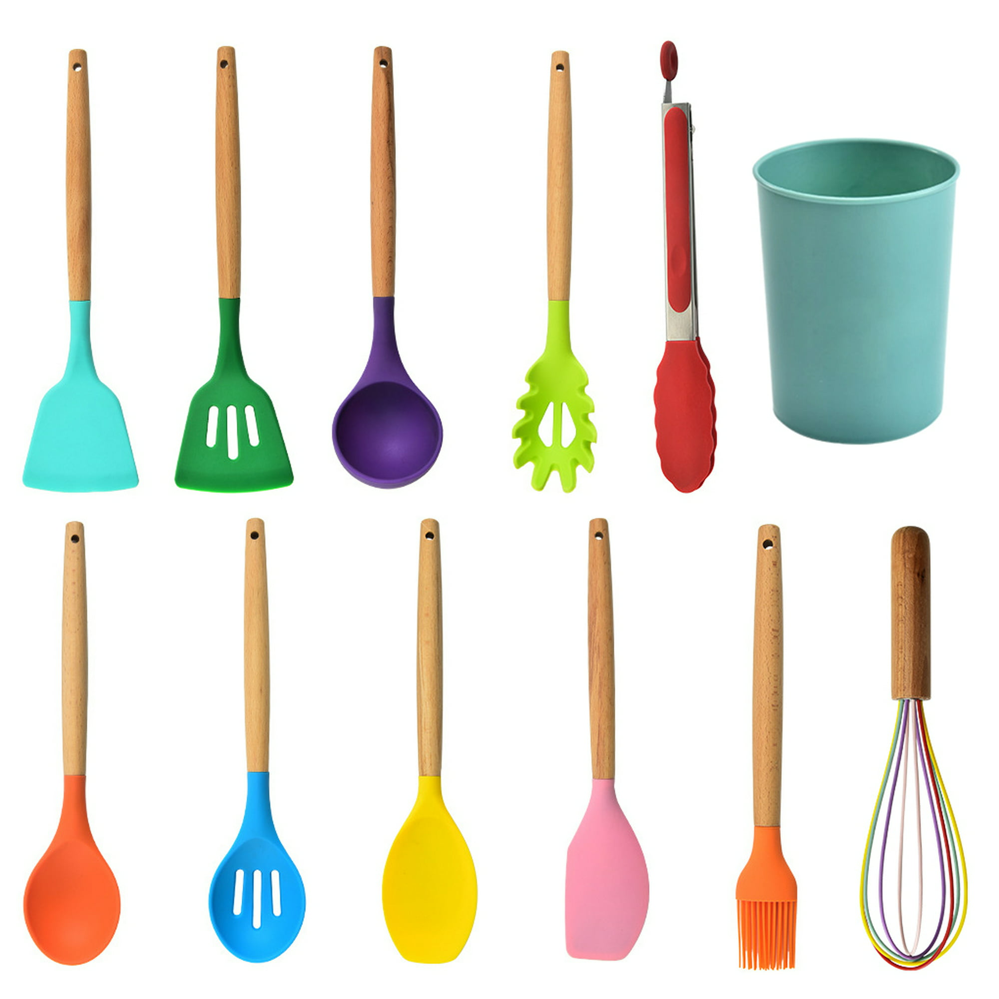 Juego de utensilios de cocina de silicona, cucharas de cocina, espátulas,  pinzas, cucharas espumader JM