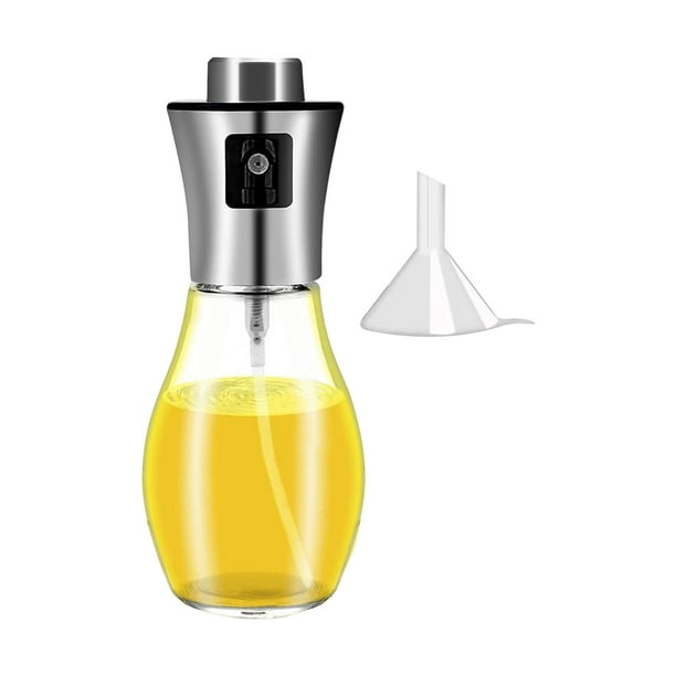Pulverizador de aceite para cocinar, dispensador de aceite de oliva de  vidrio de 7.1 fl oz, pulverizador de botella de rociador de aceite  reutilizable