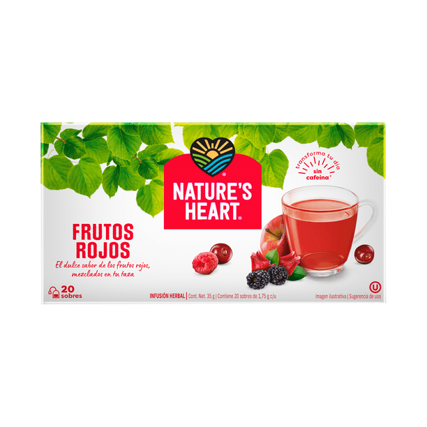 Infusión herbal Nature's Heart frutos rojos 20 sobres de 1.75 g c/u