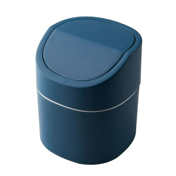 Mini de con tapa, pequeño contenedor de almacenamiento de escritorio  Papelera con tapa abatible para cocina, , oficina Azul con tapa abatible  BLESIY