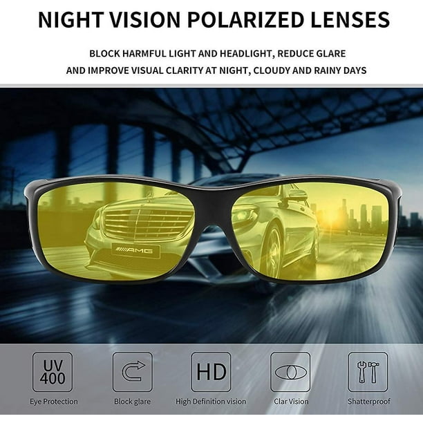 2 uds gafas de conducción nocturna para hombres y mujeres gafas de sol de  seguridad con lente amarilla Hd marco de plástico protección  antideslumbrante Uv 400 Sincero Electrónica