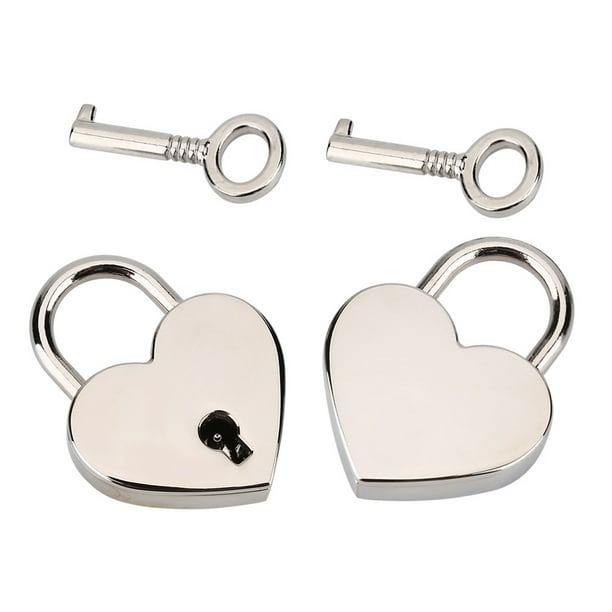 Candados en forma de corazón, pequeño candado plateado con llaves,  cerraduras decorativas de metal para joyero, caja de almacenamiento,  diario, mini