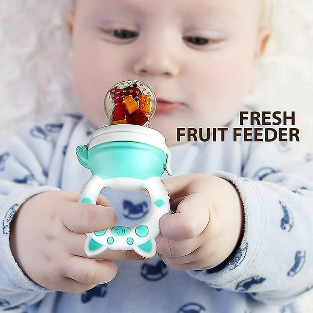 Chupete alimentador de frutas para bebés, alimentador de alimentos frescos,  juguete de dentición de frutas para bebés, paquete de 2 con 6 bolsas de