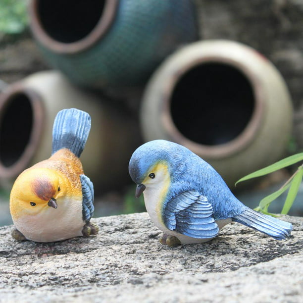 2pcs / Set Pájaros Decorativos Del Ornamento Del Jardín De Resina Con  Decoración Redonda Del 1 Macarena Pájaros colgantes decorativos