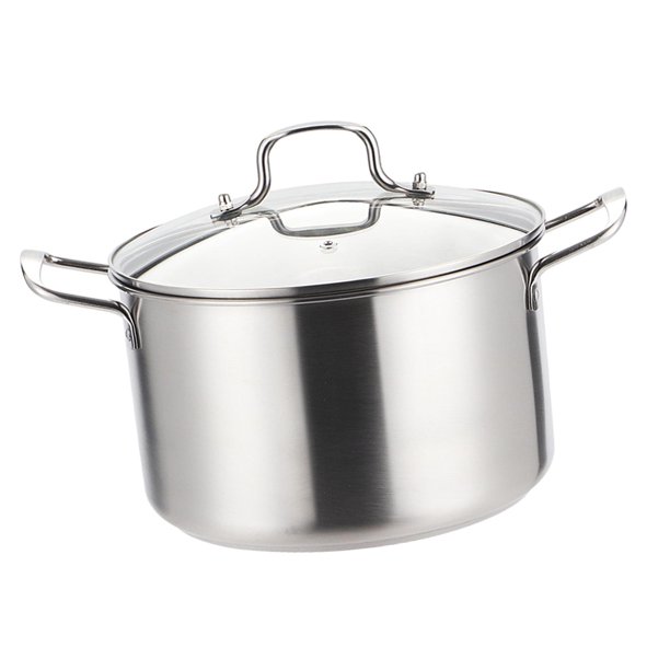 ZENFUN Olla de 4 cuartos de galón con tapa de vidrio, ollas de acero  inoxidable, olla de sopa multiusos, olla de cocina, olla para salsa para  chile