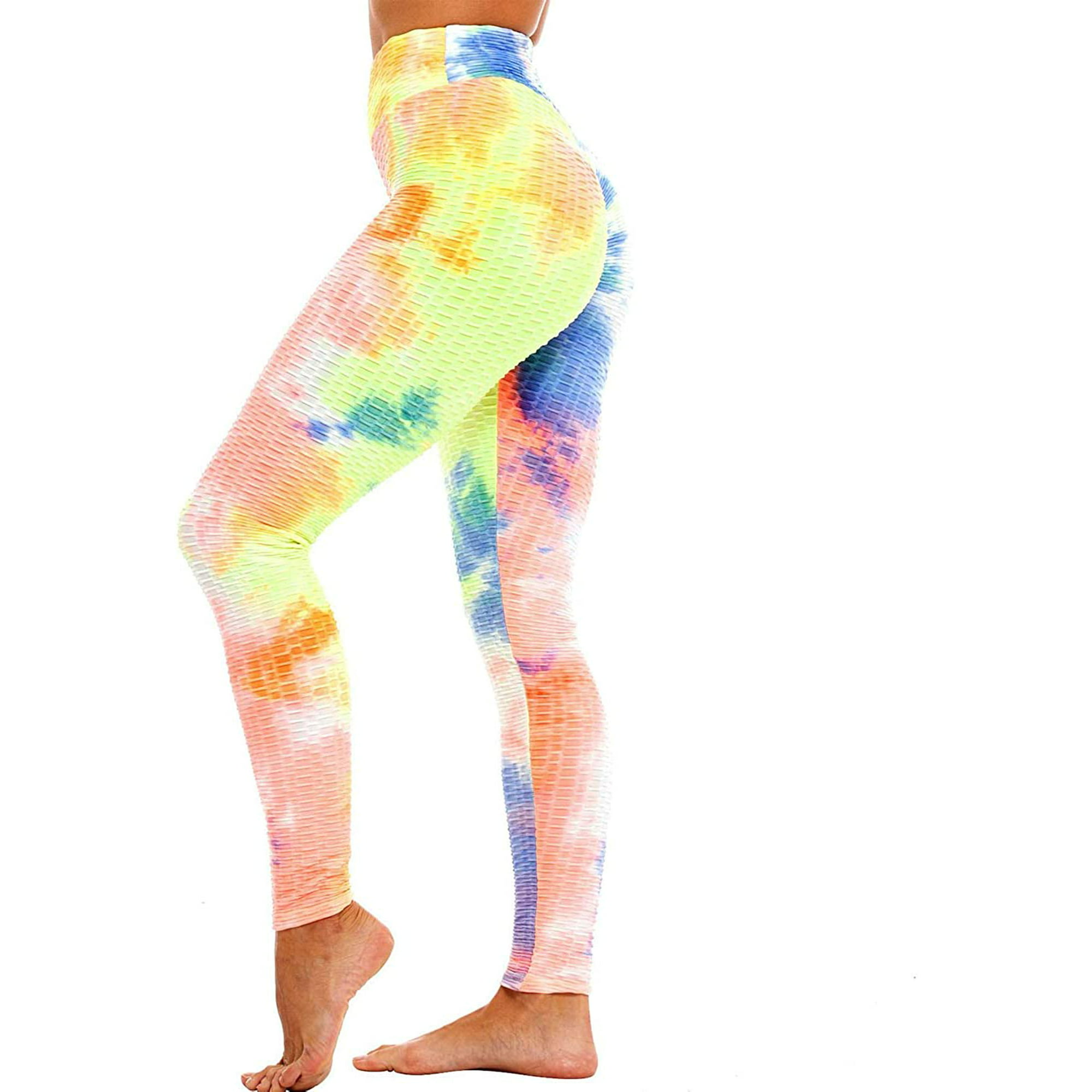 Pantalones de yoga para mujer Leggings de entrenamiento, pantalones de yoga  con control de barriga de talle alto con tinte de corbata Leggings de