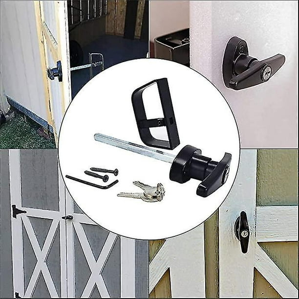 Cerradura de puerta de garaje negra Kit de cerradura con manija en T para  cerraduras de gallinero y gallinero, etc. batería ACTIVE Biensenido a  ACTIVE