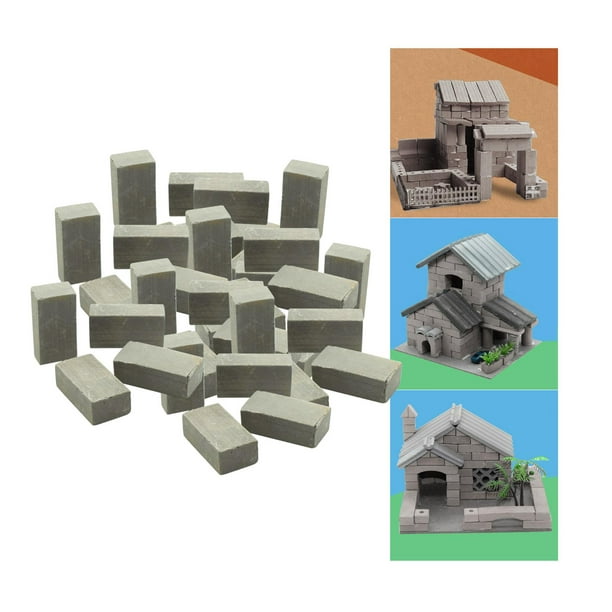 Paquete de 50 mini ladrillos en miniatura a escala 1/12, accesorios de casa  de muñecas para jardín, cocina, paisajismo, modelo, arquitecto, edificios