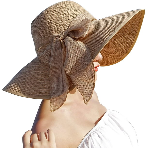 Sombrero El Sol Para Mujer Gorra Verano Protección UV Ala Ancha Paja La  Playa