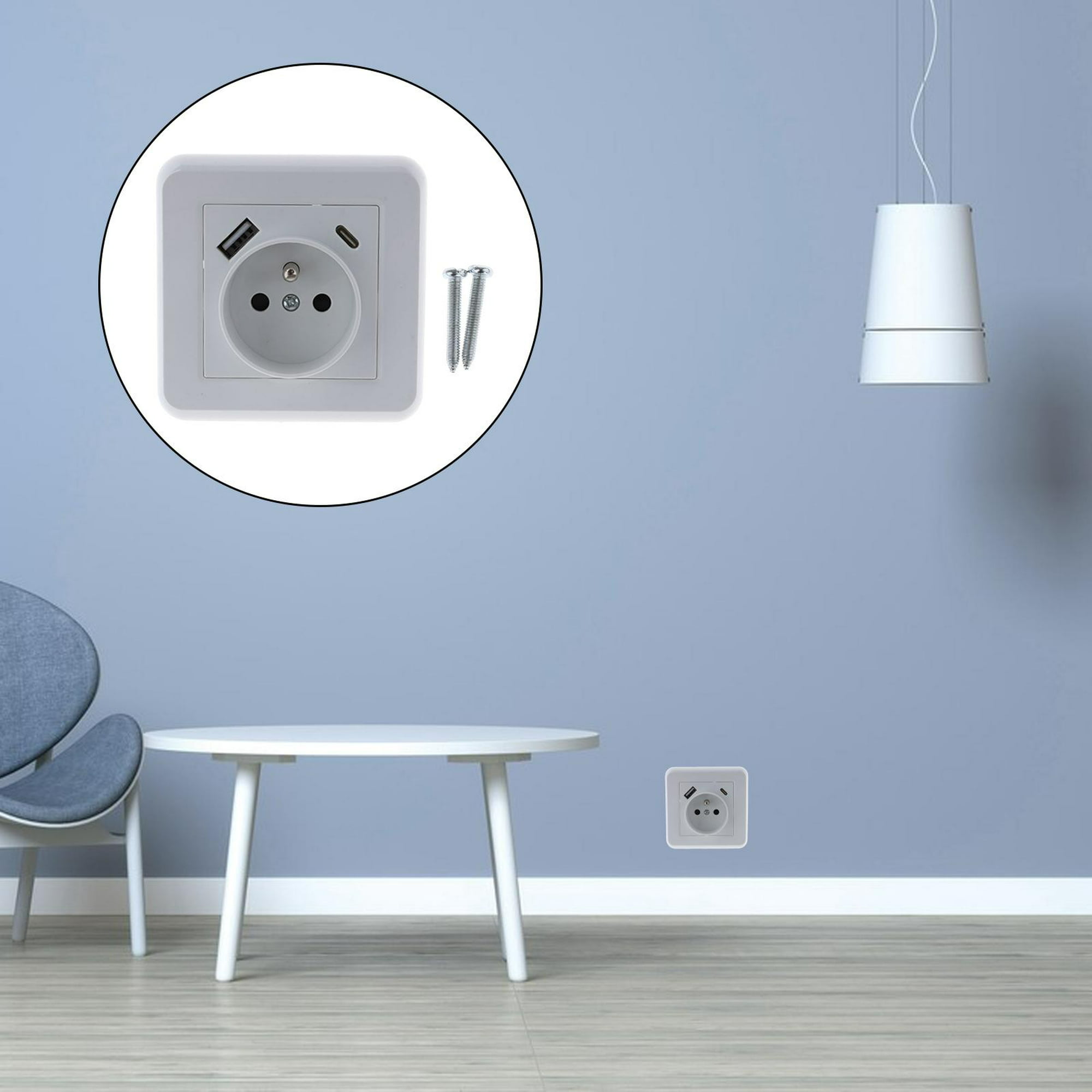 Enchufe de pared de la UE 110-250V Panel de enchufe de interruptor de pared  de apariencia simple para gabinetes de instalación de equipos blanco  Baoblaze enchufes de pared