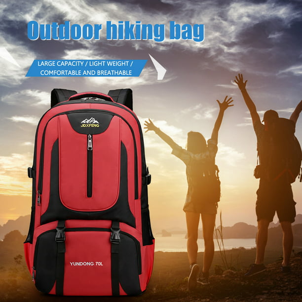 Mochila de senderismo para acampar de 60 múltiples bolsillos en la cintura,  acolchado ajustable rojo Cola Senderismo Saco Grande