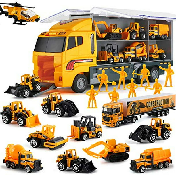 Juego de camión de juguete de transporte 13 en 1 con 12 mini autos, para  niños y niñas de 3 a 6 años
