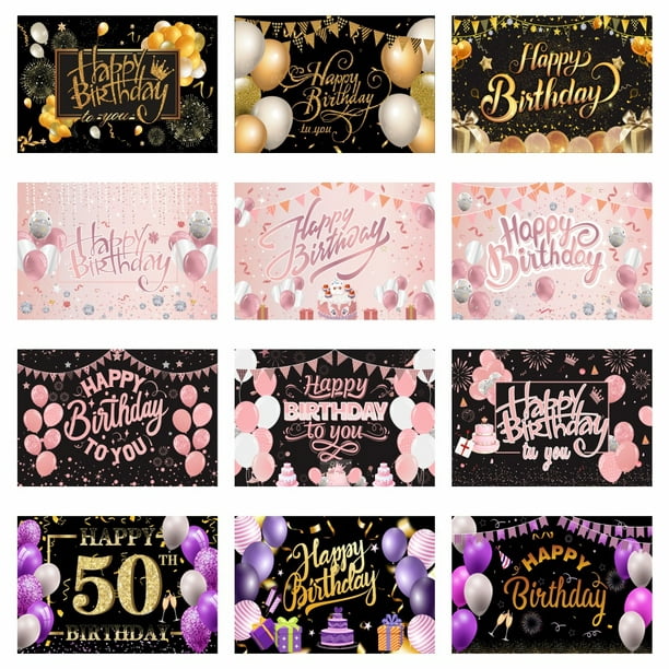 Fondo de feliz cumpleaños para niñas, mujeres, rosa y dorado, suministros  de decoración para fiestas kaili Sencillez