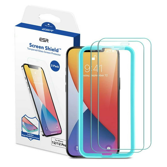 mica vidrio esr para iphone 12 y 12 pro 2 piezas protectora de pantalla esr 2 pack