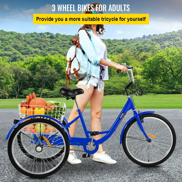 Triciclo Adulto 24'' Ruedas Adulto Triciclo de 1 Velocidad 3 Ruedas Blanco  para Adultos Bicicleta de 3 Ruedas para Adultos Adultos Trike Adulto