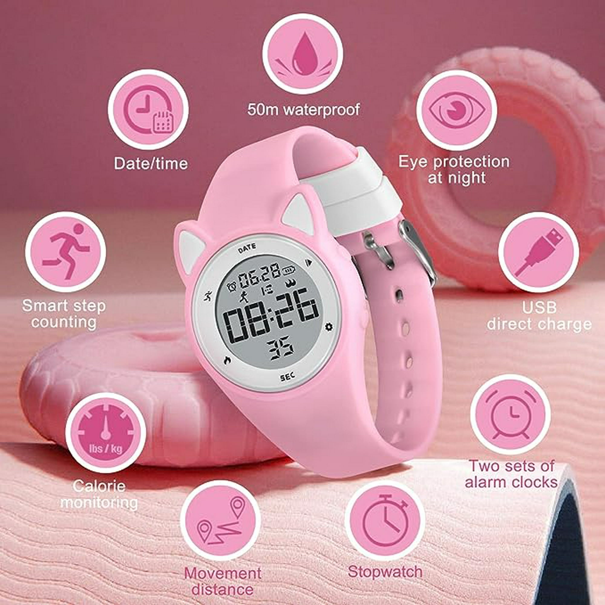  Reloj digital para niños, deportivo, resistente al agua, con  alarma, reloj de brazalete para niños y niñas : Ropa, Zapatos y Joyería